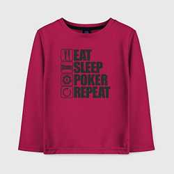 Детский лонгслив Eat, sleep, poker, repeat