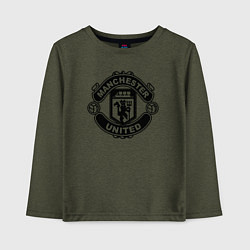 Лонгслив хлопковый детский Manchester United black, цвет: меланж-хаки