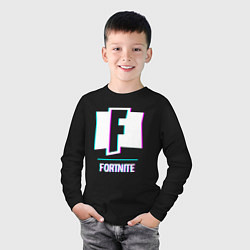 Лонгслив хлопковый детский Fortnite в стиле glitch и баги графики, цвет: черный — фото 2