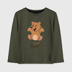 Лонгслив хлопковый детский Bear happy, цвет: меланж-хаки