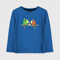 Лонгслив хлопковый детский Попугайчики и арбуз, цвет: синий