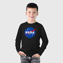 Лонгслив хлопковый детский Вова Наса, цвет: черный — фото 2