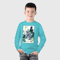 Лонгслив хлопковый детский Бай Чжу Геншин импакт, цвет: бирюзовый — фото 2