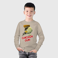 Лонгслив хлопковый детский Chicken Gun logo, цвет: миндальный — фото 2