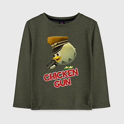 Лонгслив хлопковый детский Chicken Gun logo, цвет: меланж-хаки
