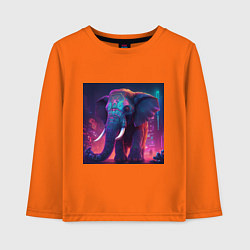 Лонгслив хлопковый детский Слон в неоновом городе, цвет: оранжевый