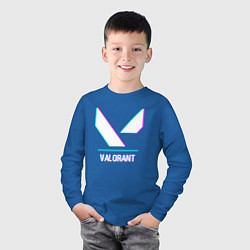 Лонгслив хлопковый детский Valorant в стиле glitch и баги графики, цвет: синий — фото 2