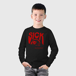 Лонгслив хлопковый детский Sick i cant away from you red, цвет: черный — фото 2