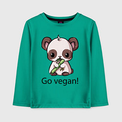 Лонгслив хлопковый детский Go vegan - motto, цвет: зеленый