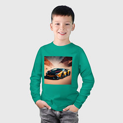 Лонгслив хлопковый детский Lamborghini Aventador, цвет: зеленый — фото 2
