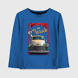 Лонгслив хлопковый детский Классика автомобиль Chevrolet Thriftmaster, цвет: синий