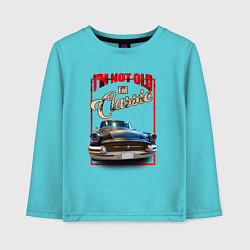 Лонгслив хлопковый детский Классика автомобиль Buick Roadmaster, цвет: бирюзовый