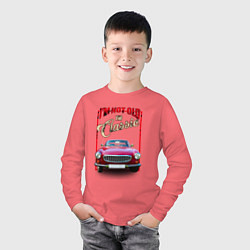 Лонгслив хлопковый детский Классика автомобиль Volvo P1800, цвет: коралловый — фото 2