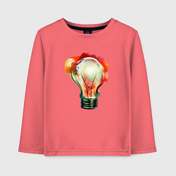 Лонгслив хлопковый детский Лампочка Ильича, цвет: коралловый