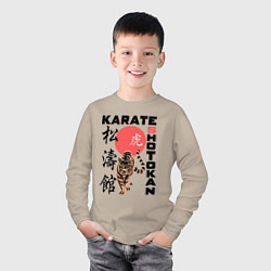 Лонгслив хлопковый детский Карате шотокан, цвет: миндальный — фото 2