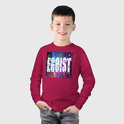 Лонгслив хлопковый детский Эгоист - надпись на звездном фоне, цвет: маджента — фото 2