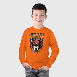 Лонгслив хлопковый детский Metallica - wolfs muzzle - thrash metal, цвет: оранжевый — фото 2
