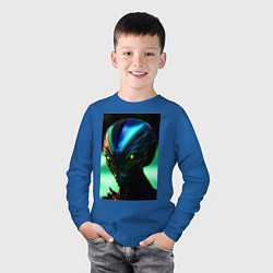 Лонгслив хлопковый детский Пришелец UFO, цвет: синий — фото 2