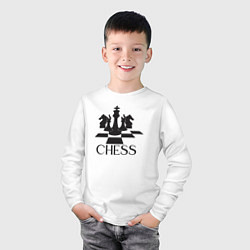 Лонгслив хлопковый детский Chess play, цвет: белый — фото 2