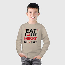 Лонгслив хлопковый детский Надпись: eat sleep Far Cry repeat, цвет: миндальный — фото 2