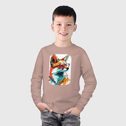 Лонгслив хлопковый детский Wise Fox, цвет: пыльно-розовый — фото 2