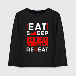 Лонгслив хлопковый детский Надпись eat sleep Red Dead Redemption repeat, цвет: черный