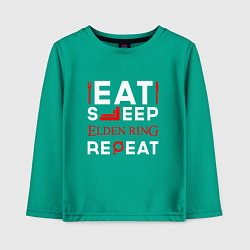 Детский лонгслив Надпись eat sleep Elden Ring repeat