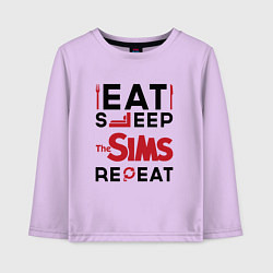 Детский лонгслив Надпись: eat sleep The Sims repeat