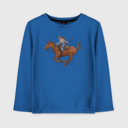 Лонгслив хлопковый детский Гонка на лошадке, цвет: синий