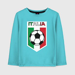 Лонгслив хлопковый детский Футбол Италии, цвет: бирюзовый