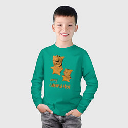 Лонгслив хлопковый детский Котики хотят сметанки, цвет: зеленый — фото 2