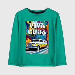 Лонгслив хлопковый детский Viva Cuba - car - retro, цвет: зеленый