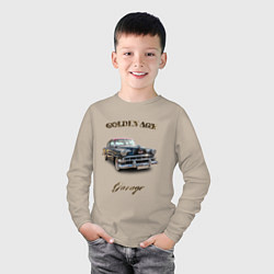 Лонгслив хлопковый детский Классический автомобиль Chevrolet 210, цвет: миндальный — фото 2