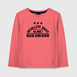 Лонгслив хлопковый детский Лучший в мире водитель автобуса, цвет: коралловый