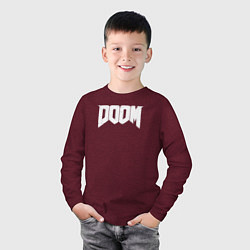 Лонгслив хлопковый детский Doom nightmare mode, цвет: меланж-бордовый — фото 2