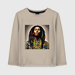 Лонгслив хлопковый детский Боб Марли в кислотном мундире, цвет: миндальный