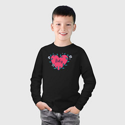 Лонгслив хлопковый детский Italy heart, цвет: черный — фото 2