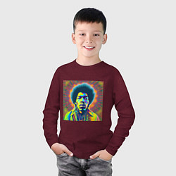 Лонгслив хлопковый детский Jimi Hendrix Magic Glitch Art, цвет: меланж-бордовый — фото 2