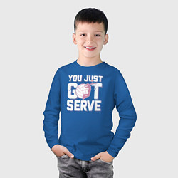 Лонгслив хлопковый детский Just got serve, цвет: синий — фото 2