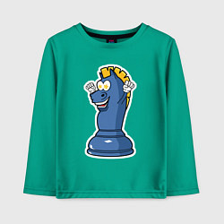Лонгслив хлопковый детский Шахматный конь InChess, цвет: зеленый
