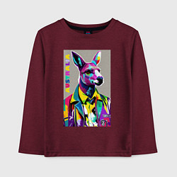 Лонгслив хлопковый детский Kangaroo - Australia - pop art, цвет: меланж-бордовый