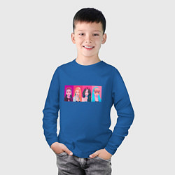 Лонгслив хлопковый детский Портреты Black pink, цвет: синий — фото 2