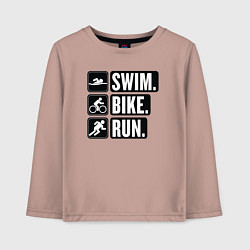 Детский лонгслив Swim bike run
