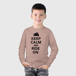 Лонгслив хлопковый детский Keep calm and ride on, цвет: пыльно-розовый — фото 2