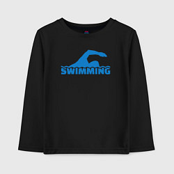 Лонгслив хлопковый детский Swimming sport, цвет: черный