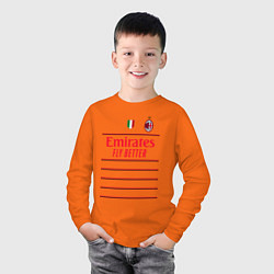 Лонгслив хлопковый детский Рафаэль Леао ФК Милан форма 2223 гостевая, цвет: оранжевый — фото 2