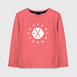 Лонгслив хлопковый детский Logo EXO, цвет: коралловый