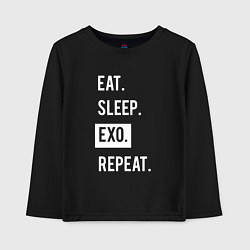 Лонгслив хлопковый детский Eat Sleep EXO Repeat, цвет: черный