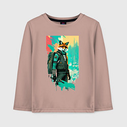 Лонгслив хлопковый детский Лис-геолог - нейросеть, цвет: пыльно-розовый