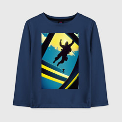 Лонгслив хлопковый детский Два парашютиста, цвет: тёмно-синий